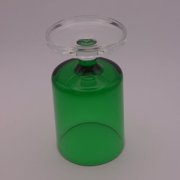 One(1) Green Glass with Circular Stem Base France - Picture 4 of 14